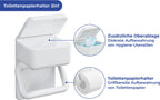WENKO Toilettenpapierhalter 2 in 1 mit Feuchttücherbox Ablage Weiß WC Rollen