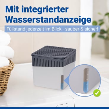 WENKO Raumluftuftentfeuchter Mod Cube, 500 g – Farbe: grau, Fassungsvermögen: 0,8 L