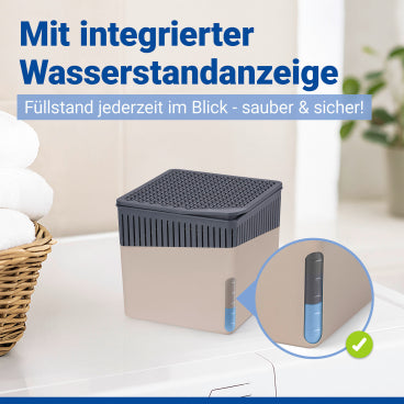 WENKO Raumluftuftentfeuchter Mod Cube, 500 g – Farbe: beige, Fassungsvermögen: 0,8 L