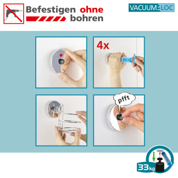 WENKO Quadro Vacuum-Loc Maxiablage, Edelstahl – 1 Stück