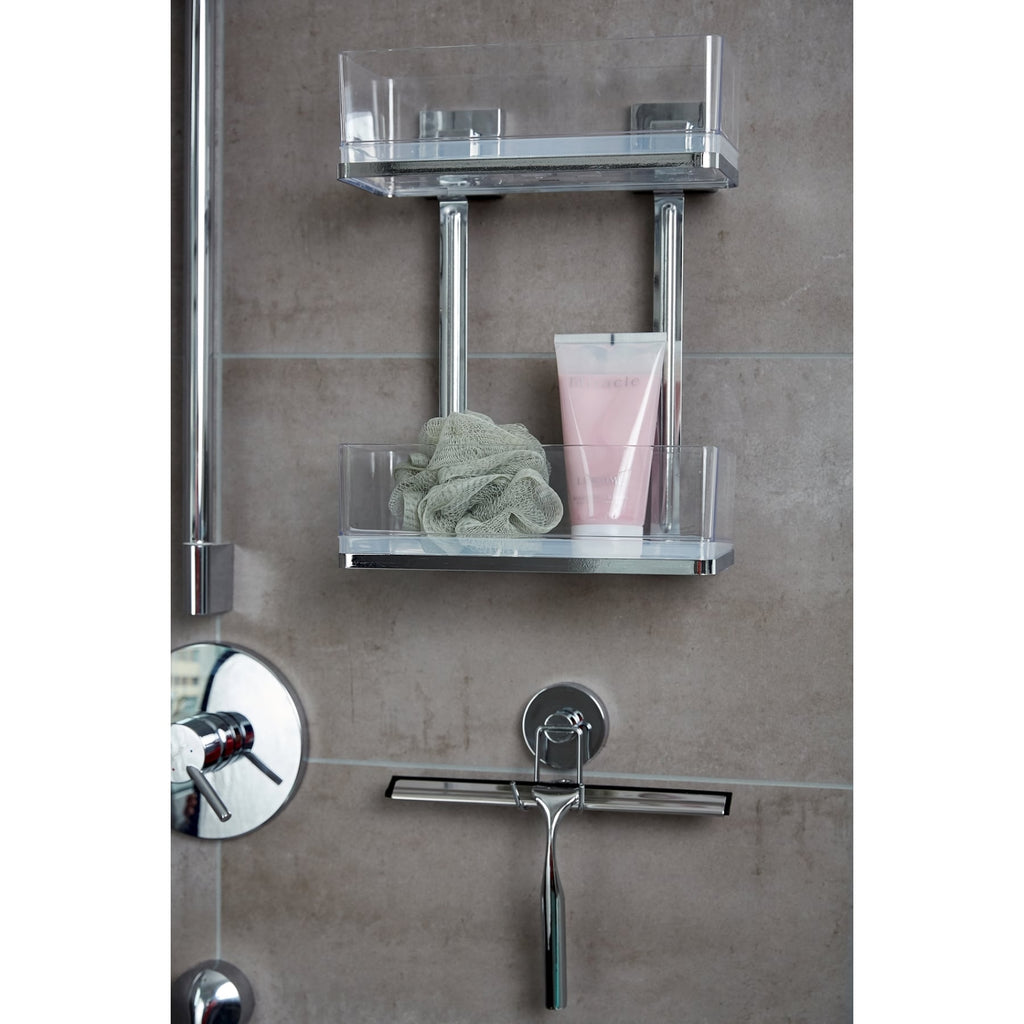 WENKO Vacuum-Loc Wandregal Quadro Edelstahl Rostfrei 2 Etagen Ohne Bohren