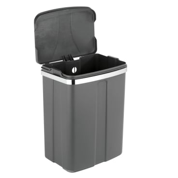 WENKO Tür-Abfalleimer, 12 Liter – Farbe: Grau/ Silber, glänzend