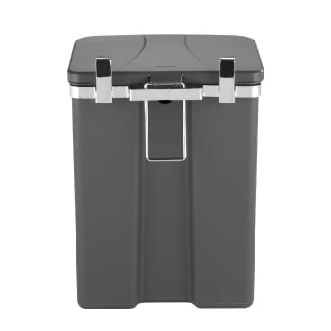 WENKO Tür-Abfalleimer, 12 Liter – Farbe: Grau/ Silber, glänzend