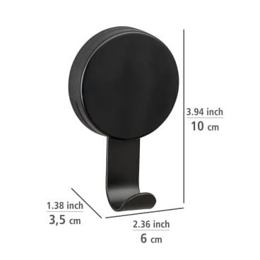 WENKO Wandhaken Pavia, Static-Loc® Plus, schwarz, 2er Set – Set = 2 Stück