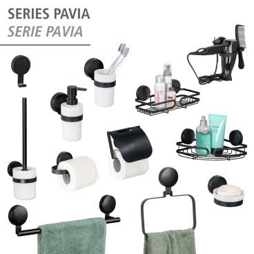 WENKO Wandhaken Pavia, Static-Loc® Plus, schwarz, 2er Set – Set = 2 Stück
