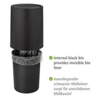 WENKO Schwingdeckeleimer Atri, 6 Liter – Farbe: schwarz