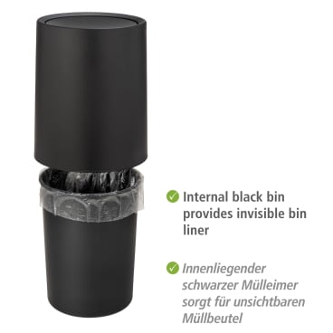 WENKO Schwingdeckeleimer Atri, 6 Liter – Farbe: schwarz