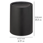 WENKO Schwingdeckeleimer Atri, 6 Liter – Farbe: schwarz