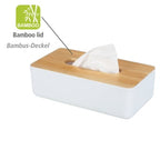 WENKO Kosmetiktücher Box Rotello, Deckel aus Bambus – Farbe: weiß