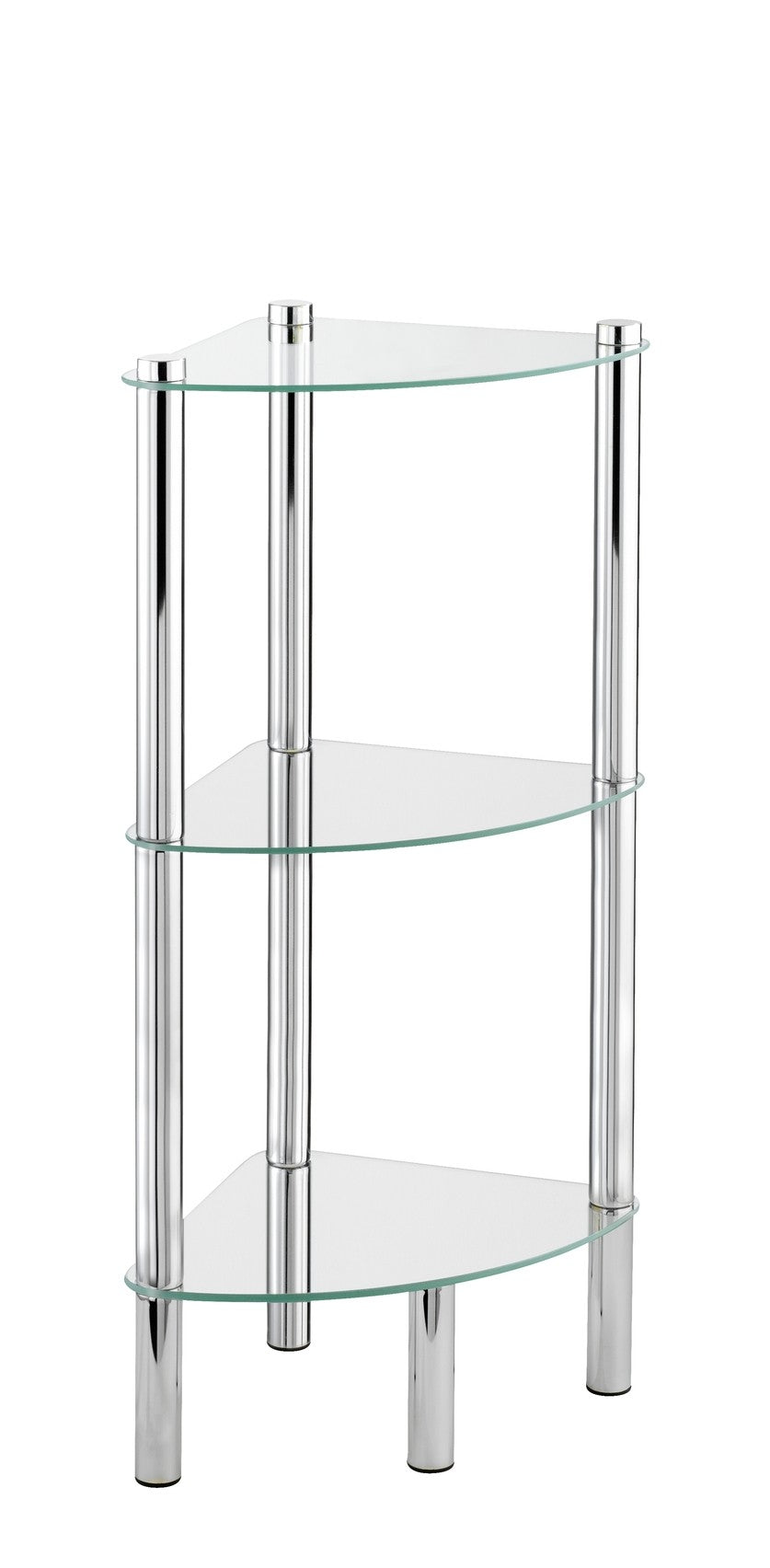 Wenko Eckregal Mod. Yago mit 3 Glasablagen, aus Edelstahl und Sicherheitsglas