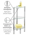 Wenko Eckregal Mod. Yago mit 3 Glasablagen, aus Edelstahl und Sicherheitsglas