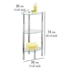 Wenko Eckregal Mod. Yago mit 3 Glasablagen, aus Edelstahl und Sicherheitsglas