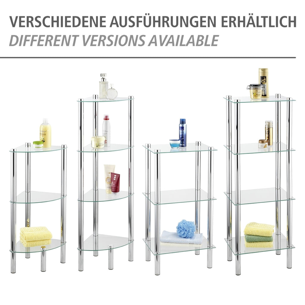 Wenko Eckregal Mod. Yago mit 3 Glasablagen, aus Edelstahl und Sicherheitsglas