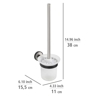 WENKO UV-Loc® WC-Garnitur Udine, Edelstahl – Maße (B x H x T): 11 x 38 x 15,5 cm
