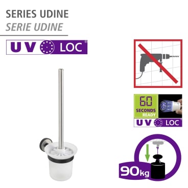 WENKO UV-Loc® WC-Garnitur Udine, Edelstahl – Maße (B x H x T): 11 x 38 x 15,5 cm