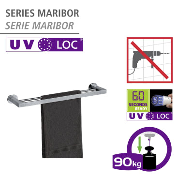 WENKO UV-Loc® Badetuchstange Maribor, 60 cm, Zinkdruckguss – 1 Stück