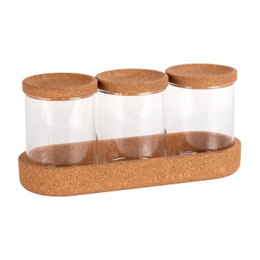WENKO Aufbewahrungsdosen Apiro, Set, 4-teilig, Glas/Kork