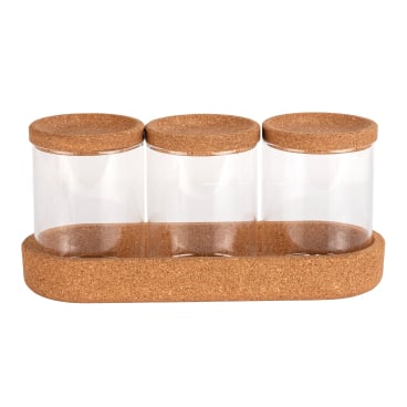 WENKO Aufbewahrungsdosen Apiro, Set, 4-teilig, Glas/Kork