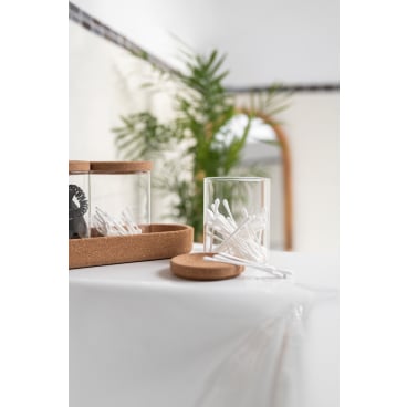 WENKO Aufbewahrungsdosen Apiro, Set, 4-teilig, Glas/Kork
