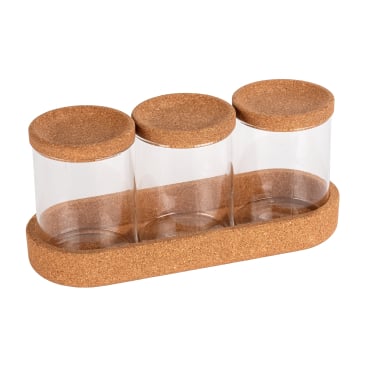 WENKO Aufbewahrungsdosen Apiro, Set, 4-teilig, Glas/Kork