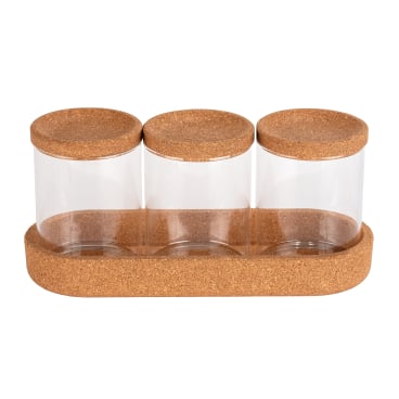 WENKO Aufbewahrungsdosen Apiro, Set, 4-teilig, Glas/Kork