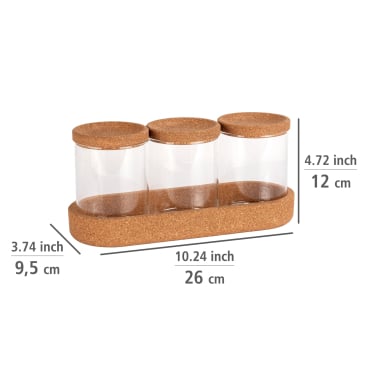 WENKO Aufbewahrungsdosen Apiro, Set, 4-teilig, Glas/Kork
