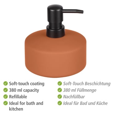 WENKO Seifenspender Avellino terracotta, rund, 380 ml – 1 Stück