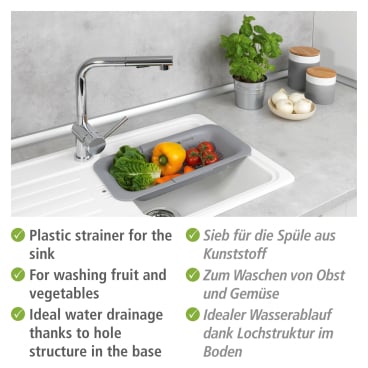 WENKO Spülsieb Sivo, ausziehbar, Kunststoff – 1 Stück