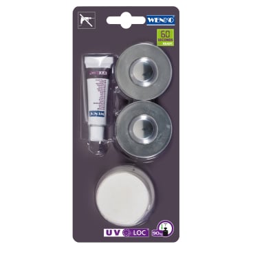 WENKO UV-Loc® Befestigungsset Chrom, Befestigen ohne Bohren – 1 Stück