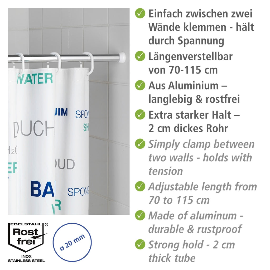 Wenko Teleskop-Duschstange Chrom 70 - 115 cm, aus rostfreiem Aluminium