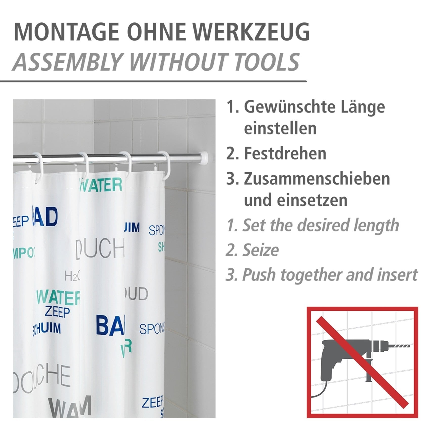 Wenko Teleskop-Duschstange Chrom 70 - 115 cm, aus rostfreiem Aluminium