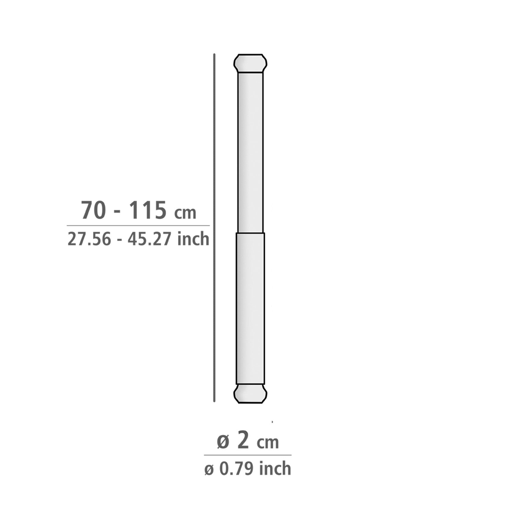 Wenko Teleskop-Duschstange Chrom 70 - 115 cm, aus rostfreiem Aluminium
