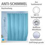 Wenko Anti-Schimmel Duschvorhang Uni Light Blue, Textil (Polyester), 180 x 200 cm, waschbar