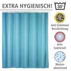 Wenko Anti-Schimmel Duschvorhang Uni Light Blue, Textil (Polyester), 180 x 200 cm, waschbar