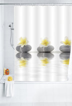 Wenko Duschvorhang Stones with Flower, 180 x 200 cm, waschbar