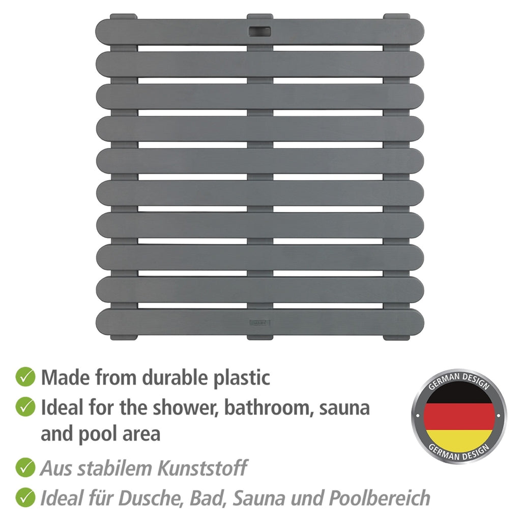 Wenko Duschmatte Mod. Indoor & Outdoor Grau 55 x 55 cm, mit rutschhemmender Struktur