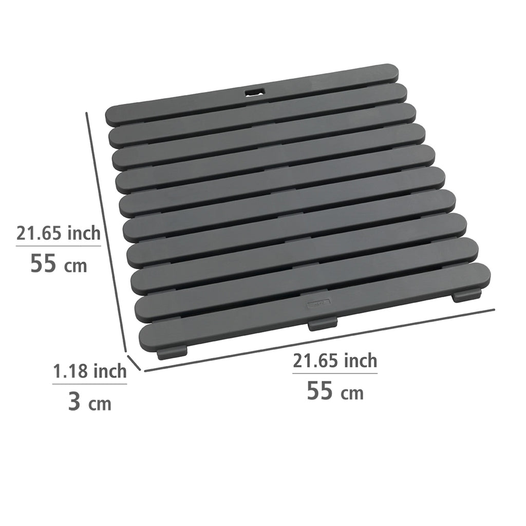 Wenko Duschmatte Mod. Indoor & Outdoor Grau 55 x 55 cm, mit rutschhemmender Struktur