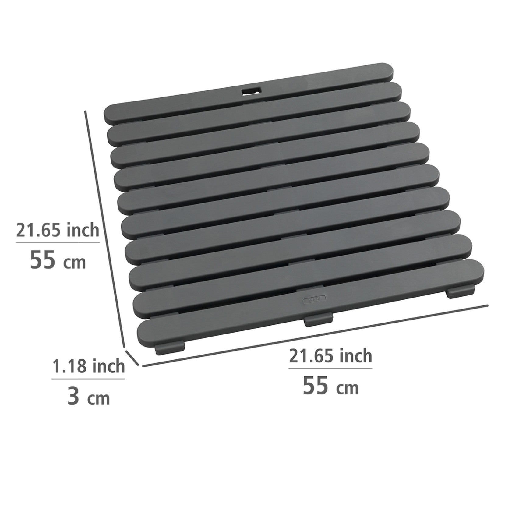 Wenko Duschmatte Mod. Indoor & Outdoor Grau 55 x 55 cm, mit rutschhemmender Struktur