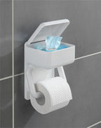 WENKO Toilettenpapierhalter 2 in 1 mit Feuchttücherbox Ablage Weiß WC Rollen