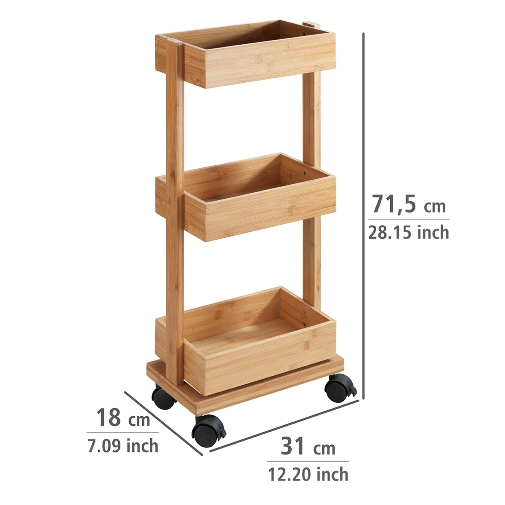 Wenko Regal Mod. Tortona aus Bambus, 3 Ablagen