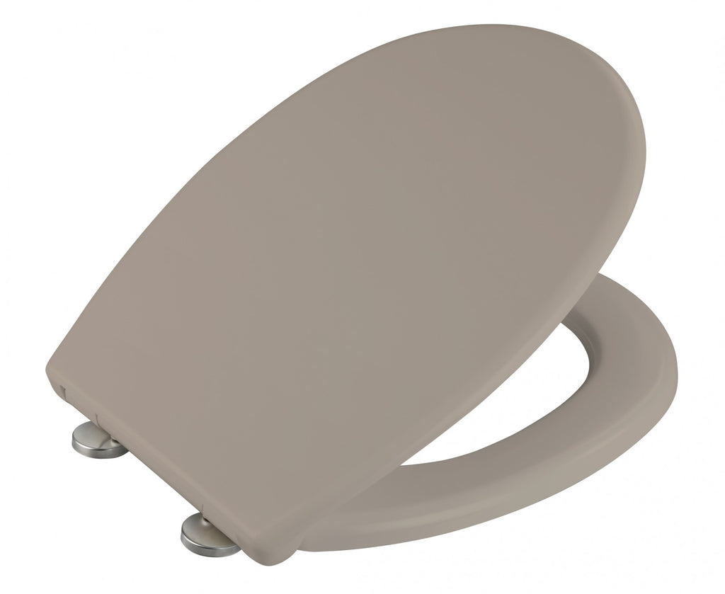 Wenko WC-Sitz Vorno Neo Taupe, Toilettensitz mit Absenkautomatik, Schnellbefestigung, aus antibakteriellem, stabilem Duroplast
