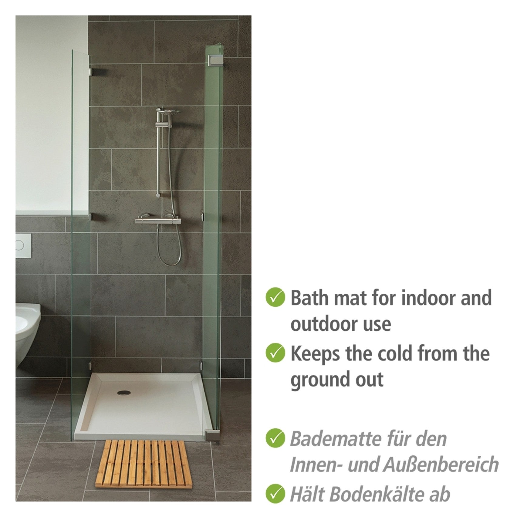 Wenko Baderost Mod. Indoor & Outdoor Bambus, 50 x 50 cm, mit rutschhemmender Unterseite