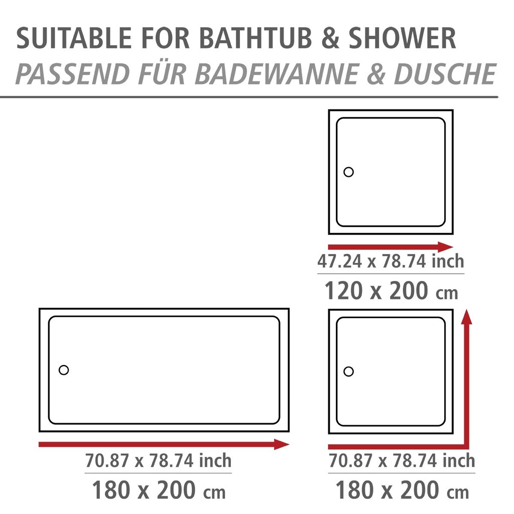 Wenko Anti-Schimmel Duschvorhang Echo, Textil (Polyester), 180 x 200 cm, waschbar