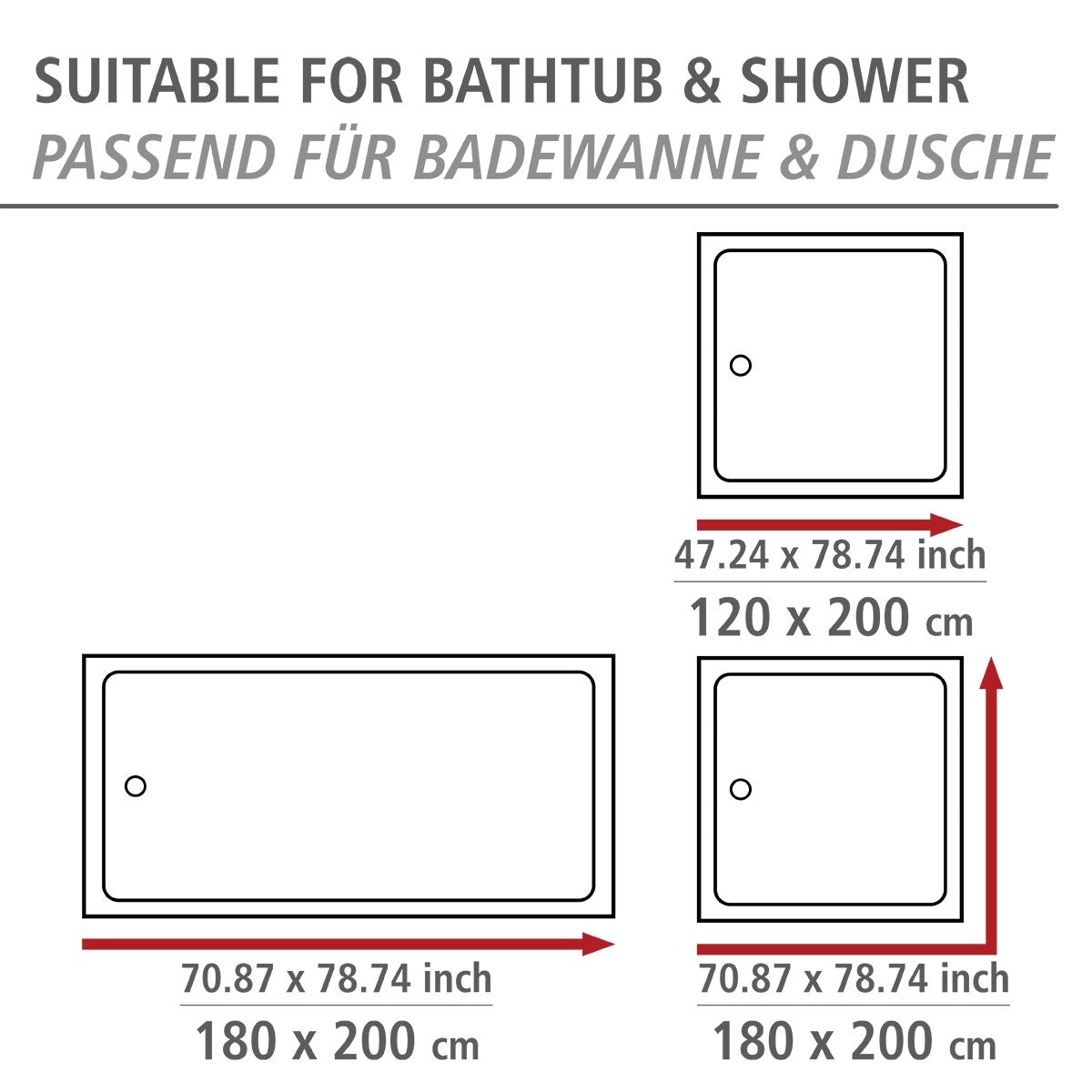 Wenko Anti-Schimmel Duschvorhang Echo, Textil (Polyester), 180 x 200 cm, waschbar
