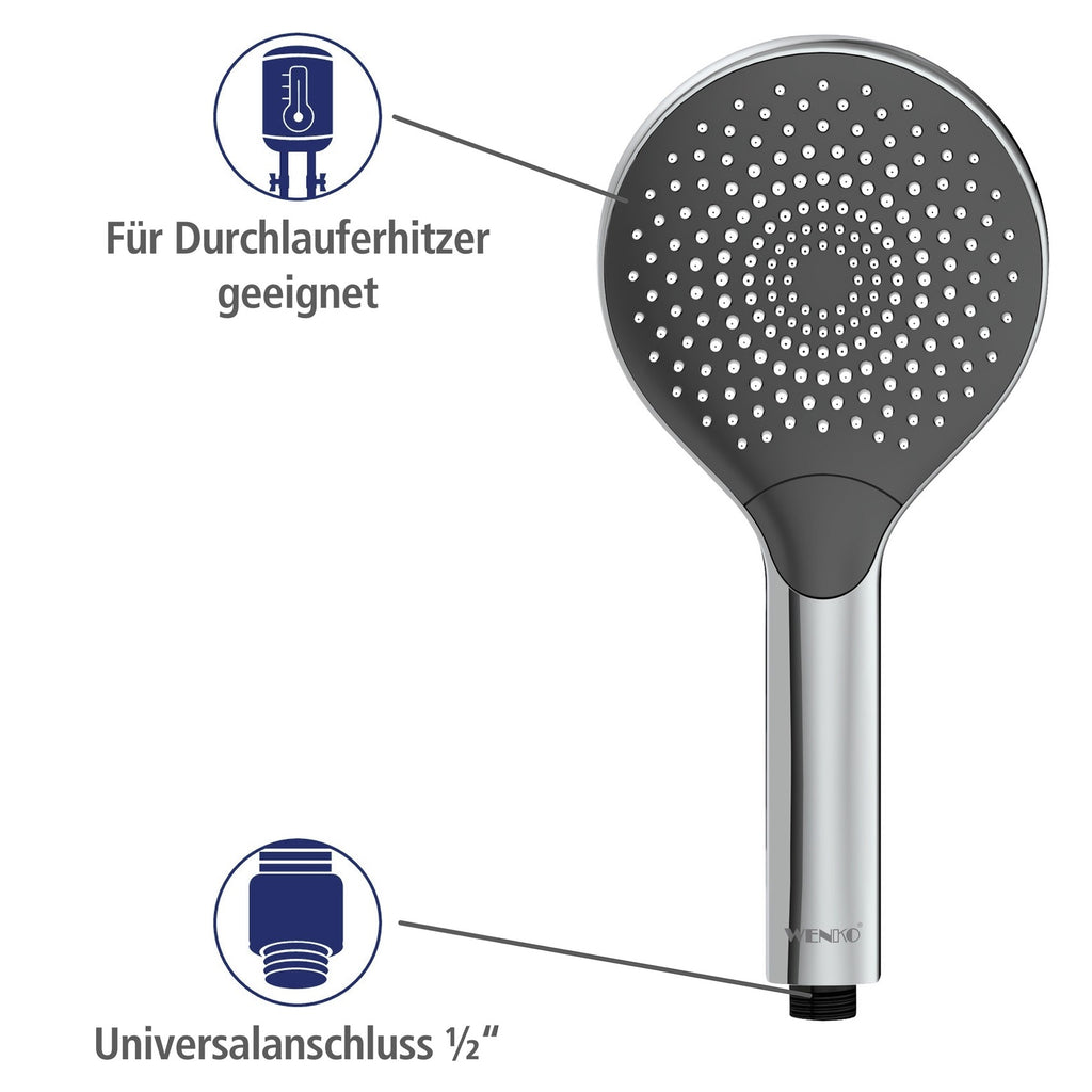 Wenko Duschkopf Watersaving Chrom, Ø 12 cm