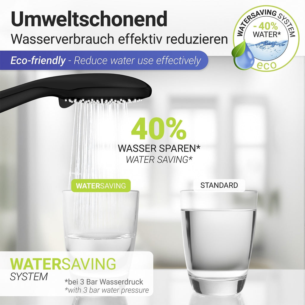 Wenko Duschkopf Watersaving Ø 110 cm 3 Funktionen, Universal-Handbrause, Ø 11 cm, 3 Strahlarten