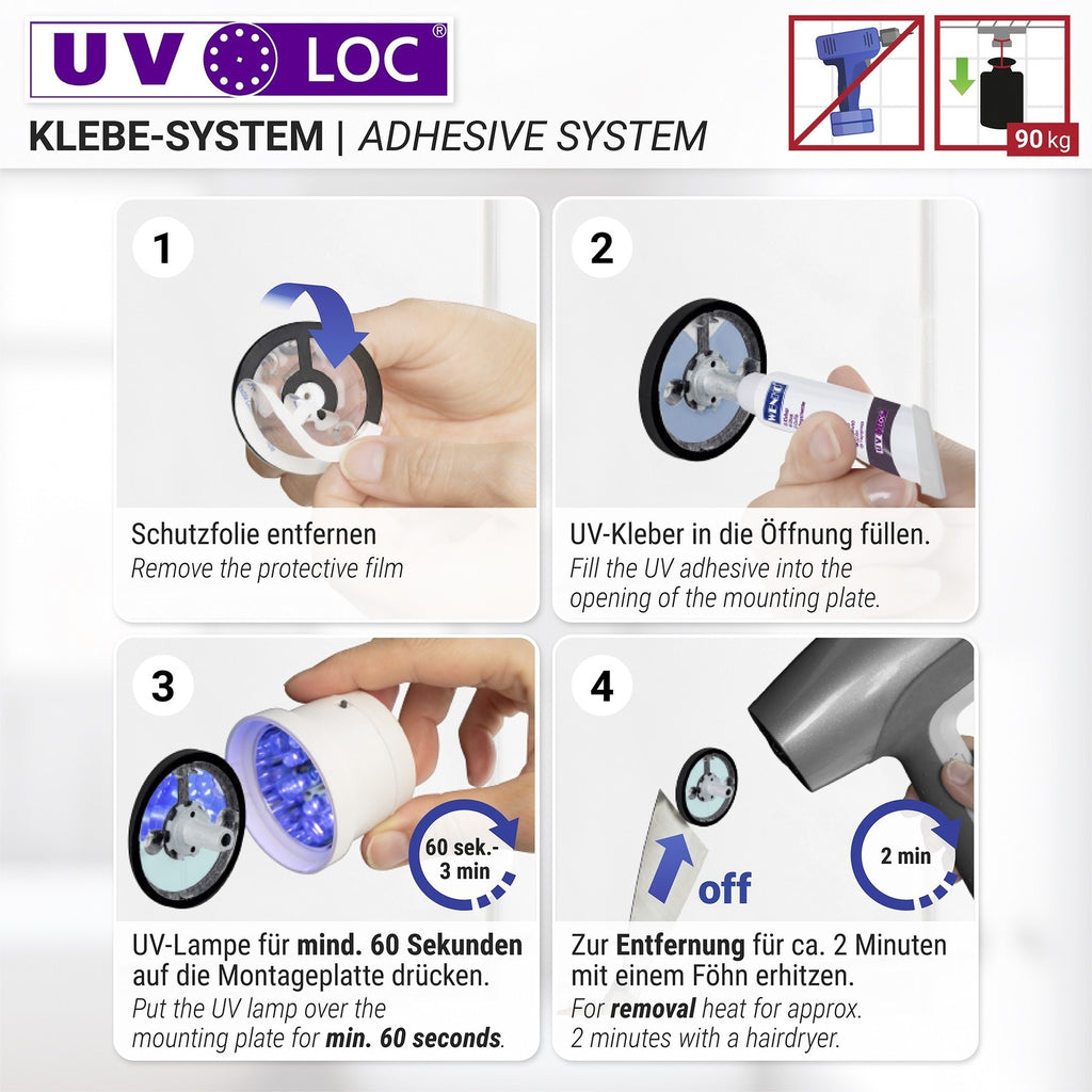 Wenko UV-Loc® Toilettenpapierhalter mit Deckel Mod. Udine, Befestigen ohne Bohren