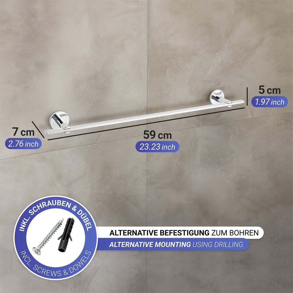 Wenko UV-Loc® Badetuchstange Uno Mod. Isera 60 cm, Befestigen ohne Bohren mit innovativem Klebesystem