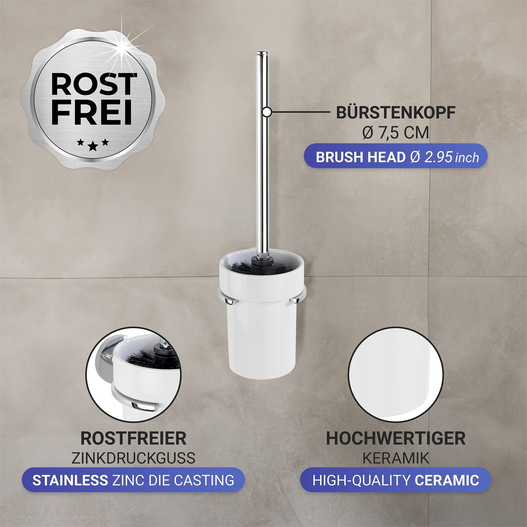 Wenko UV-Loc® WC-Garnitur Mod. Isera, Befestigen ohne Bohren mit innovativem Klebesystem