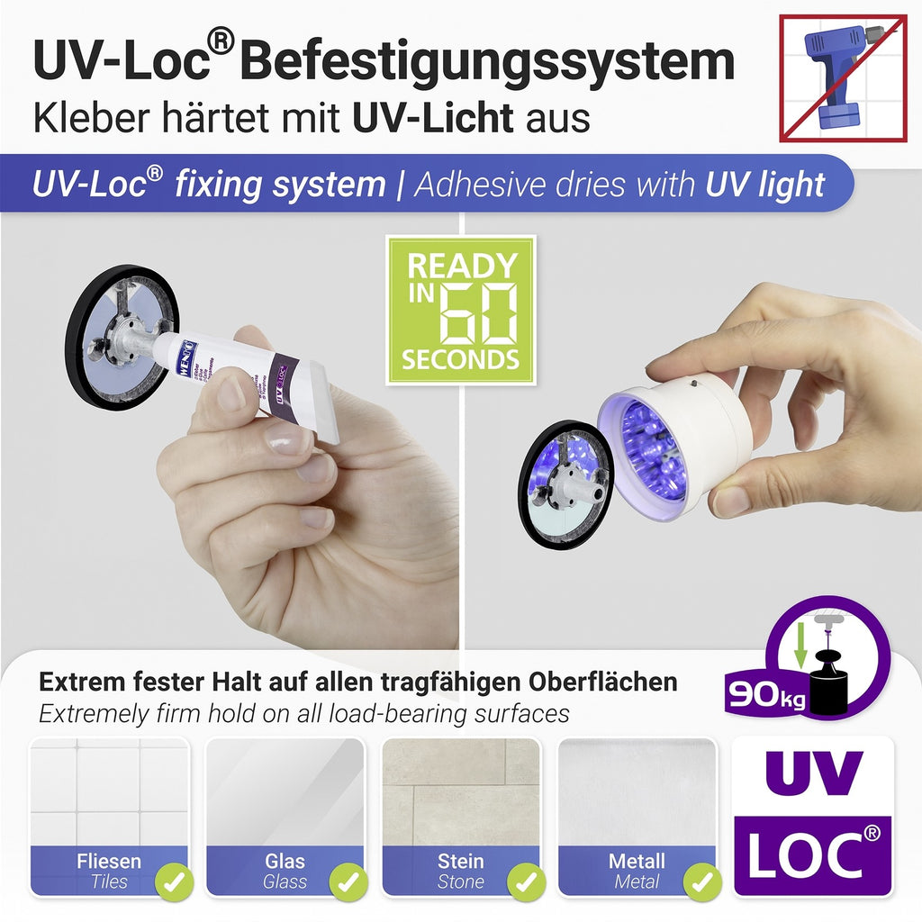 Wenko UV-Loc® WC-Garnitur Mod. Isera, Befestigen ohne Bohren mit innovativem Klebesystem